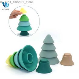 Sorting Nesting Stacking toys Baby Silicone Stacking Toys BPA Free Christmas Tree Blocks DIY Creative Stacking Toys Montessori Educational Toys Kids Gifts Q231218