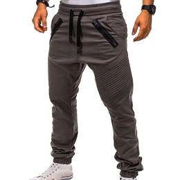 Mens Pants Sweatpants Streetwear Trousers Men Stripes Drawstring Zipper Pockets Cargo Overalls 231218