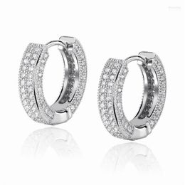 Hoop & Huggie Hip Hop Iced Out Rhinestone Gold Micro Cz Earrings Women Men Fashion Street Dance Jewellery Gift For Him Moni22302Q