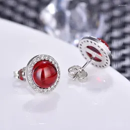 Stud Stud Earrings Earring Silicone Ornament Trendy in Korean Vintage Style Round Red Green Color Jewelry for Women Cubic Zircon Jewel 36i8