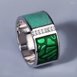 Cluster Rings CIZEVA Noble Ring For Women Ladies Sparkling CZ Jewelry Wide Version Punk Handmade Enamel