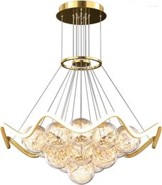 Chandeliers Nordic Light Luxury Ceiling Globe Pendant Lamp Creative Long Line Glass Ball Sputnik Chandelier For Bedroom Living Room