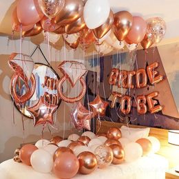 Other Event Party Supplies 50pcs/set Rose Gold Latex Bride To Be Letter Foil Balloons Wedding Decoration Valentines Day Party Bride Love Gift Supplies 231218