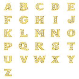 Rhinestones Gold Silver Plated Alphabet Letters A-Z Alloy Floating Charms Fit For Glass Locket DIY Jewelrys 20 pcs2640