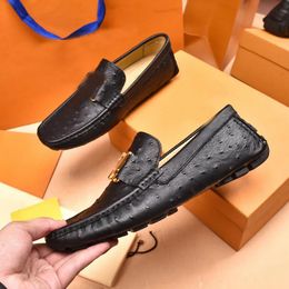 Luxury Brand Mens Loafers Dress Gold Metal Casual Shoe Grid Flat Heel Genuine Leather Office Walk Shoes Size 38-45