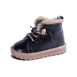 Boots 2022 Winter New Children Snow Boots Leather Wool Fur Warm Kids Shoes Waterproof Non-slip Fashion Toddler Boys Girls Boots 21-30L231218