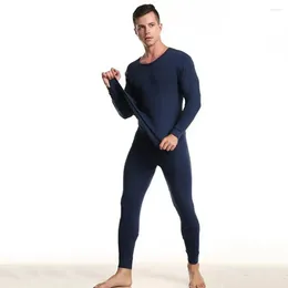 Men's Thermal Underwear Set 2-piece Winter Warm Fleece Lined Long Johns Pyjama For Men Round Neck Base Layer