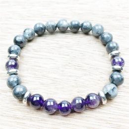 SN1023 Men Bracelet Amethyst Black Labradorite Boho Bracelet Healing Jewelry Nature Yoga Wrist Mala Beads Bracelet 234x