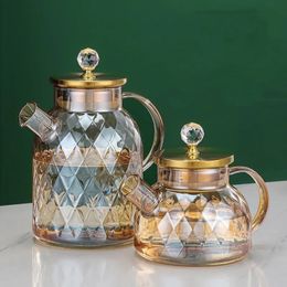 Water Bottles 2023 1000ml 1800ml bottles Set French Amber Colour Diamond Kawaii Teapot Kettle Cup Thermal Pots Kitchen Accessories 231218