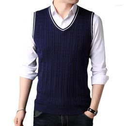 Men's Vests Brand Men Vest Tank Top Sleeveless Shirt Knitted Casual Slim Fit V-Neck Pullovers Waistcoats Sweater Mens Clothing