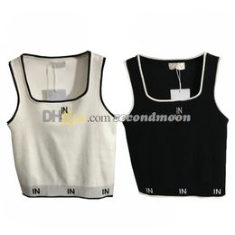 Designer Letters Embroidered Vest Women Square Neck Tanks Top Outdoor Sport t Shirt