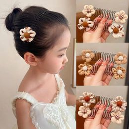 Hair Accessories Flower U Shape Styling Comb Fixed Combs Dots Curve Needle Bangs Korean Style Plaid Invisible Extra Holder Party