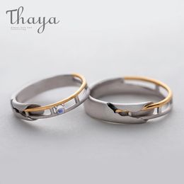 Wedding Rings Thaya Train Rail Design Moonstone Lover Rings Gold and Hollow 925 Silver Eleglant Jewellery for Women Gemstone Sweet Gift 231218