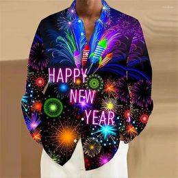 Men's Casual Shirts 2023 Fun Christmas Themed 3D Printed Long Sleeve Streetwear Tops Unisex Holiday Party Hawaiian