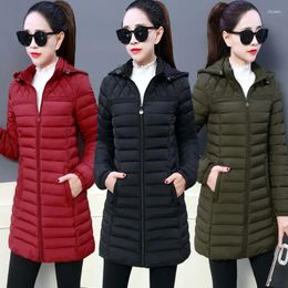 Women's Trench Coats Winter Hooded Clothing Parka Cotton Jacket Middle-aged Female Slim Coat Mother Warm Mid Long Outwear Comfort Casual