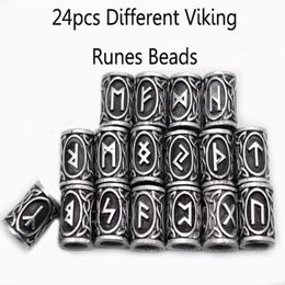 24pcs Top Silver Norse Viking Runes Charms Beads Findings for Bracelets for Pendant Necklace Beard or Hair Vikings Rune Kits219C