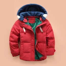 Down Coat Boys Winter Kids Hooded Jacket Children s Clothing For 3 4 5 6 8 10 Years Children Plus Velvet 231218