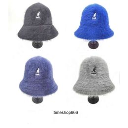 Chapéus de borda ardente Kangol Women039S Chapéu de caçamba Bacia de peles de peles de peles femininas tendência de tendência de kangaroo bordado de canguraria quente Hat5929250