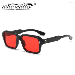 Sunglasses Trendy Square Red Women Brand Designer Rivets Shades Eyewear Men Rectangle Sun Glasses Female UV400