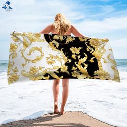 set Women Luxury Golden Pattern Large Beach Towel Cushion Adult Quickydry Microfiber Bath Towels Yoga Mat Sport Swimming Towels