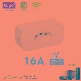 Plugs Tuya 16a Brazil Standard Wifi Smart Plug with Power Monitor, Smart Life App Smart Socket Voice Work for Google Home Alexa