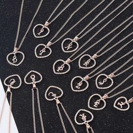 Romantic Love Pendant Necklace For Girls 2020 Women Rhinestone Initial Letter Necklace Alphabet Gold Collars Trendy New Charms246Y
