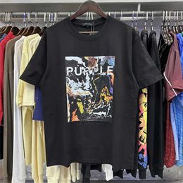 Mens T-Shirts Designer Fashionable Young Brand Mens Mercerized Cotton Short Sleeve 2024 Summer Personalized Slim Fit Versatile Comfortable Purple T Shirt