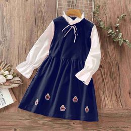 Girl's Dresses School Uniform Girls Clothes for Teenagers Girl Dress Spring Autumn Long Sleeve Children Clothing Kids Costume 8 10 12 14 Years