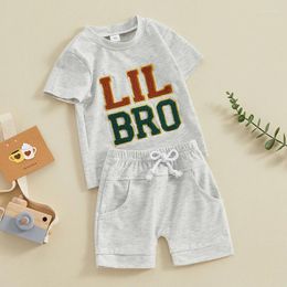 Clothing Sets Fashion Infant Baby Summer Bro/SIS Outfits Short Sleeve Letter Embroidery Tshirt Tops Pants Set Clothes For Boys Girls