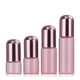 Mini Semi-transparent Rose Bottles 1-5ml Roller Bottle With Transparent Steel Ball And Rose Gold Cap