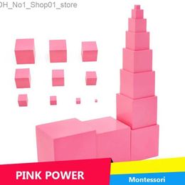 Sorting Nesting Stacking toys Montessori Wooden Pink Tower Puzzle Mathematics Toys Wood Cube Kindergarten Early Education Teaching Q231218