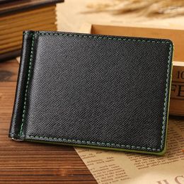 Wallets 2023 Fashion Men's Leather Money Clips Wallet Multifunctional Thin Man Card Purses Women Metal Clamp For Cash Holder