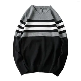 Men's Sweaters Trendy Pullover Sweater WoMen's Striped Pattern Loose Fit Knitted Streetwear O Neck Student Male Jumper Sueter