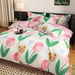 Bedding Sets Beddings Skin-friendly Four-piece Long-staple Cotton Bedsheets Set With Pillows Case Bed Linen Single Double
