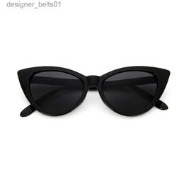 Sunglasses Retro Thick Frame Cat Eye Sunglasses Women Ladies Fashion Brand Designer Mirror Lens Cateye Sun Glasses For Female Uv ProtectionL231218