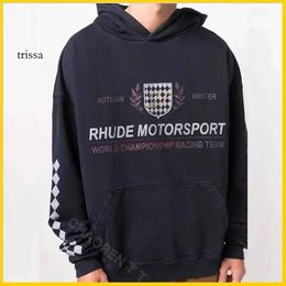 Designer Roupas Mens Moletons Versão 2xs Rhude Carta Impresso Casaco de Capuz para Homens Mulheres American High Street Hoodies Tendência Moda