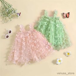 Girl's Dresses Baby Butterfly Dresses for Girls Sleeveless Suspender Cute Toddler Kids Princess Dress 2024 New Fashion Summer Dress for Girls