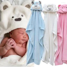 Blankets 100cm Cute Baby Swaddle Wrap Cartoon Fleece Girl Boy Towel With Hood Soft Infant Blanket Born Bath