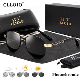 Sunglasses CLLOIO Top Brand Designer Pochromic Men Women Polarised Sun Glasses Chameleon Anti-glare Driving