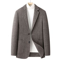 Romon Double-sided Woolen Suit for Men in Autumn and Winter, High-end Casual Short Woolen Coat Jacket, Warm Woolen Fabric Suit