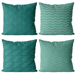 Pillow Mint Green Geometric Pattern Home Bedroom Living Room Cover 40x40cm Linen Decorative Pillowcase Sofa Bed