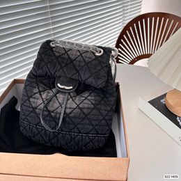 Denim Backpack 27x22cm Designer Fashion Womens Shoulder Bag Diamond-Plaid Quilted Silver Hardware Metallic Buckle Luxury Handbag Crossbody Sacoche Satchel Purse