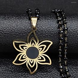 Pendant Necklaces Stainless Steel Necklace Gold Colour Jewellery Accessories Vintage Silver Punk Flower