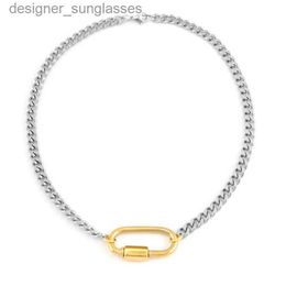 Pendant Necklaces Women Men Necklaces Golden Carabiner Clasp Chunky Chain Statement Male Necklace Stainless Steel Jewellery Cu ChainL231218