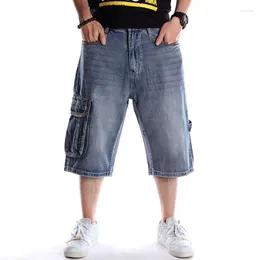 Men's Jeans Waist Size 30-46 Inch 2024 Summer Loose Short Hip-Hop Skateboard Fashion USA Style Pockets Baggy Denim Cargo Pants