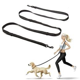 Dog Collars Leashes Multifunctional Dog Training Leash 3 Meters Nylon Double Leash Dog Supplies Hands Free Pet Lead with Padded Handles Pet Supplies 231216