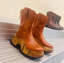 Резиновые массивные ботильоны на платформе с деревянным зерном, кожаные туфли с шинами, короткие ботинки на каблуке, ботинки Martin, сверхмощные дизайнерские бренды класса люкс для женщин, заводская обувь