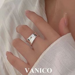Wedding Rings Chunky Plain Open Rings 925 Sterling Silver Korean Trendy Minimalist Simple Polished Adjustable Statement Ring Jewellery for Women 231218