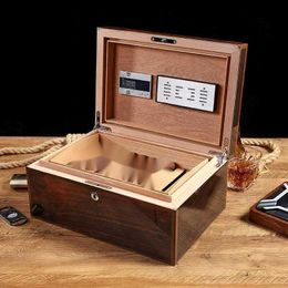 LUXFO Cedar Wood Cigar Humidor Home Large Storage Box Luxury Smoking Accessories