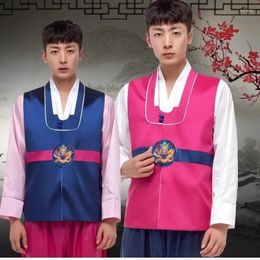 Ethnic Clothing 4 Colors Korean Traditional Embroidered Satin Hanbok Men's Asian Ancient Clothes Improved Cosplay Stage Performance Pants